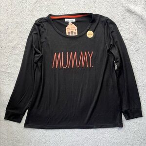 NEW Rae Dunn Black Orange Halloween Mummy Pajama Top Size L